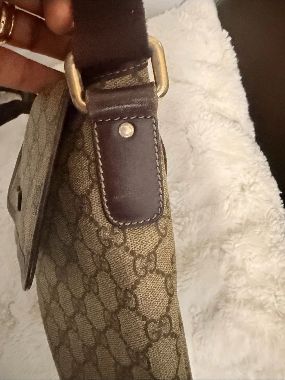Gucci Beige and Brown Monogram Crossbody Bag